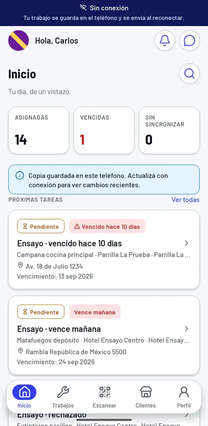 App del técnico de DomoCheck sin señal: el trabajo se guarda en el teléfono y se envía al reconectar