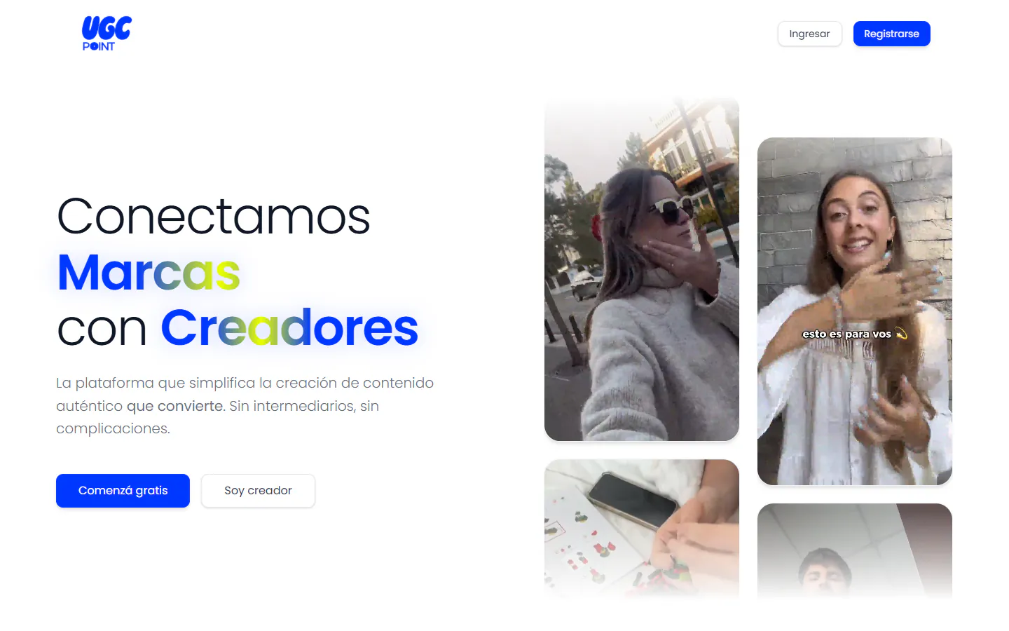 Inicio de ugcpoint.net: Conectamos marcas con creadores, con videos de creadoras